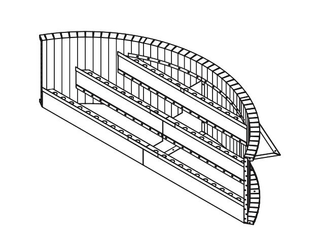 7' Radius Straight Tread Steel 42" Step